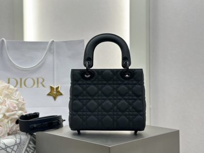 Replica Small Lady Dior My ABCDior Bag Black Ultramatte Cannage Calfskin #3478