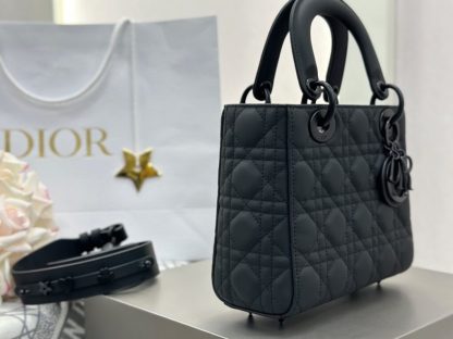  Small Lady Dior My ABCDior Bag Black Ultramatte Cannage Calfskin #3478 - Image 7