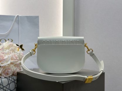  Dior Medium Dior Bobby Bag White Latte Box Calfskin #3486 - Image 15