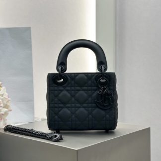 Replica Mini Lady Dior Bag Black Ultramatte Cannage Calfskin #3479