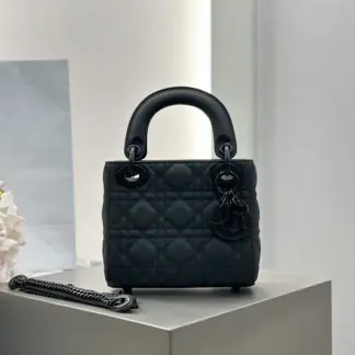 Replica Mini Lady Dior Bag Black Ultramatte Cannage Calfskin #3479