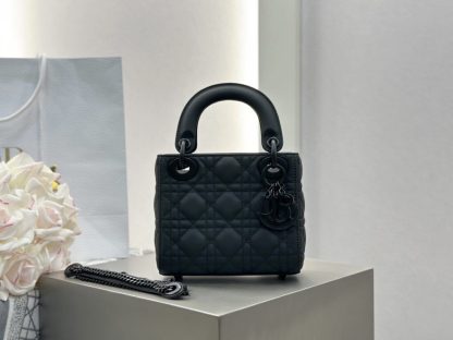 Replica Mini Lady Dior Bag Black Ultramatte Cannage Calfskin #3479