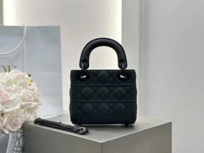  Mini Lady Dior Bag Black Ultramatte Cannage Calfskin #3479 - Image 7