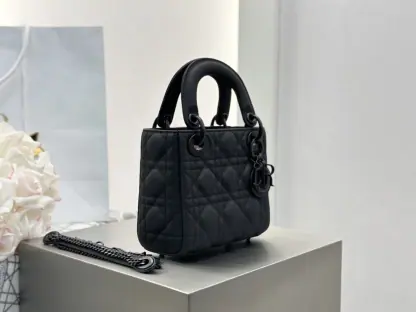  Mini Lady Dior Bag Black Ultramatte Cannage Calfskin #3479 - Image 14