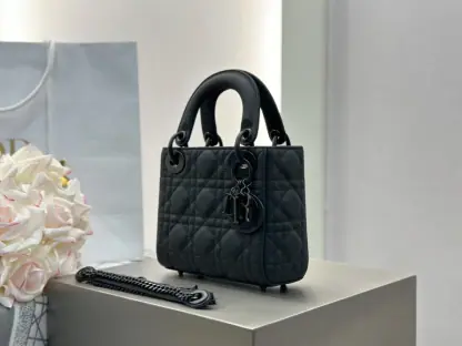  Mini Lady Dior Bag Black Ultramatte Cannage Calfskin #3479 - Image 11