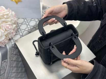  Mini Lady Dior Bag Black Ultramatte Cannage Calfskin #3479 - Image 13