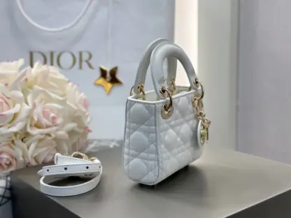  Dior Lady Dior Micro Bag Latte Cannage Lambskin #3489 - Image 3