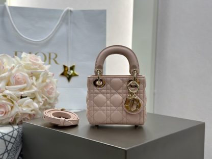 Replica Dior Lady Dior Micro Bag Powder Pink Cannage Lambskin #3488