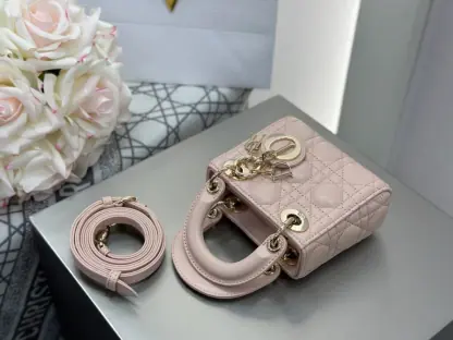  Dior Lady Dior Micro Bag Powder Pink Cannage Lambskin #3488 - Image 12
