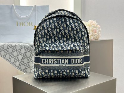 Replica Dior DiorTravel Backpack Blue Dior Oblique Jacquard #3491