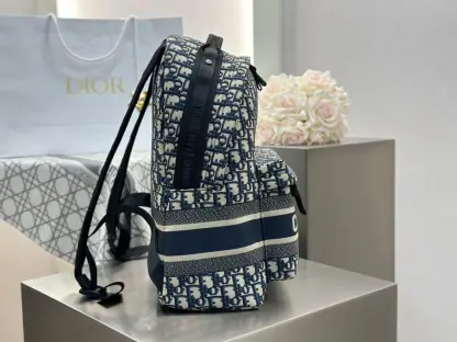 Dior DiorTravel Backpack Blue Dior Oblique Jacquard #3491 - Image 15