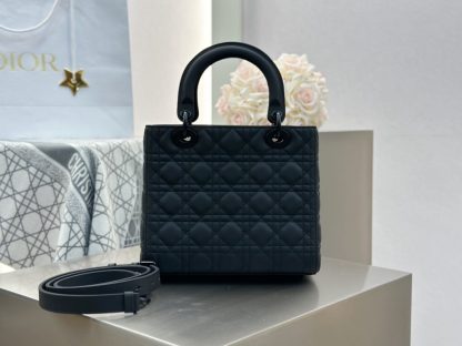 Medium Lady Dior Bag Black Ultramatte Cannage Calfskin #3480 - Image 10