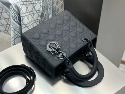  Medium Lady Dior Bag Black Ultramatte Cannage Calfskin #3480 - Image 11