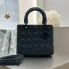 Replica Medium Lady Dior Bag Black Ultramatte Cannage Calfskin #3480