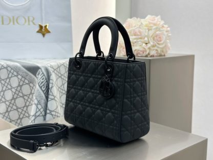  Medium Lady Dior Bag Black Ultramatte Cannage Calfskin #3480 - Image 12