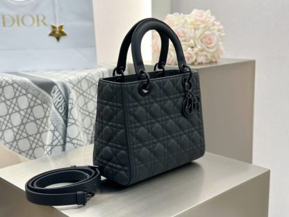 Medium Lady Dior Bag Black Ultramatte Cannage Calfskin #3480 - Image 13