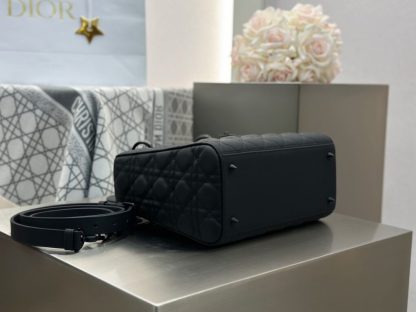  Medium Lady Dior Bag Black Ultramatte Cannage Calfskin #3480 - Image 14