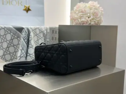  Medium Lady Dior Bag Black Ultramatte Cannage Calfskin #3480 - Image 14