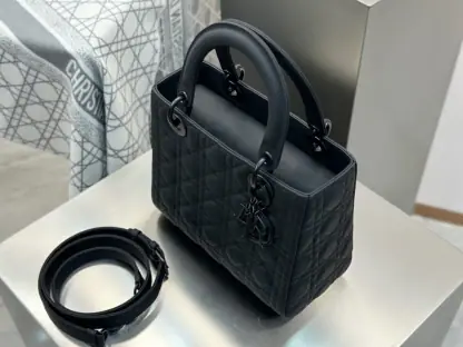  Medium Lady Dior Bag Black Ultramatte Cannage Calfskin #3480 - Image 15