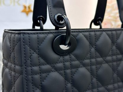  Medium Lady Dior Bag Black Ultramatte Cannage Calfskin #3480 - Image 2