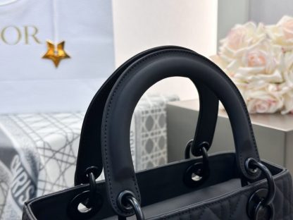  Medium Lady Dior Bag Black Ultramatte Cannage Calfskin #3480 - Image 3