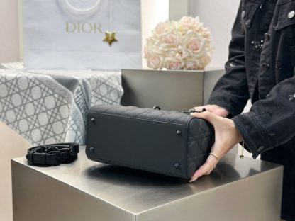  Medium Lady Dior Bag Black Ultramatte Cannage Calfskin #3480 - Image 4