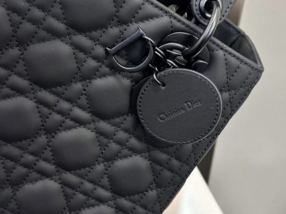  Medium Lady Dior Bag Black Ultramatte Cannage Calfskin #3480 - Image 7