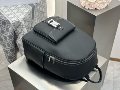  Dior Saddle Zip Backpack Men's Bag Book Bag Black Grained Calfskin #3483 - Image 8