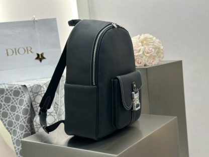  Dior Saddle Zip Backpack Men's Bag Book Bag Black Grained Calfskin #3483 - Image 12