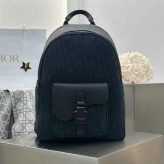 Replica Dior Saddle Zip Backpack Men's Bag Book Bag Black #3482