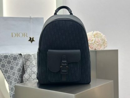 Replica Dior Saddle Zip Backpack Men's Bag Book Bag Black #3482