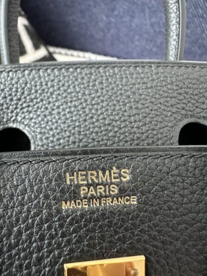  Hermes Birkin 25cm CK89 Noir Handmade Hand Stitching Togo Gold #3527 - Image 2