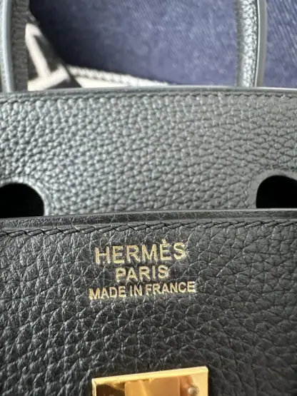  Hermes Birkin 25cm CK89 Noir Handmade Hand Stitching Togo Gold #3527 - Image 2