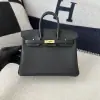 Replica Hermes Birkin 25cm CK89 Noir Handmade Hand Stitching Togo Sliver #3526