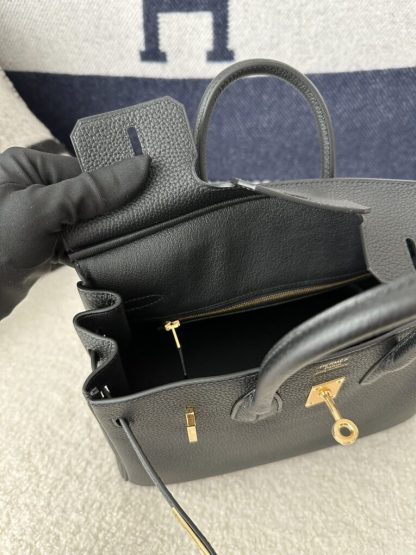 Hermes Birkin 25cm CK89 Noir Handmade Hand Stitching Togo Gold #3527 - Image 3