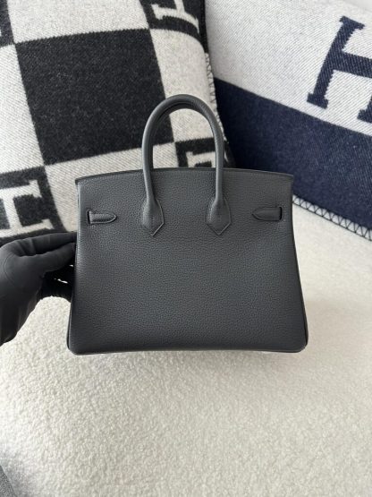  Hermes Birkin 25cm CK89 Noir Handmade Hand Stitching Togo Sliver #3526 - Image 8