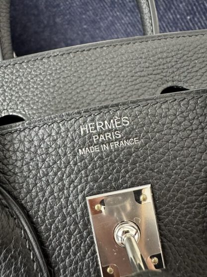  Hermes Birkin 25cm CK89 Noir Handmade Hand Stitching Togo Sliver #3526 - Image 3