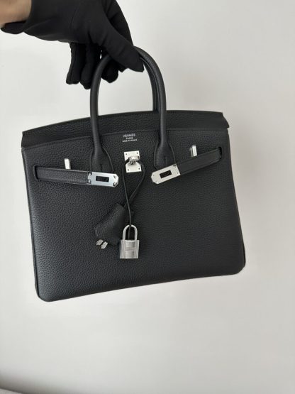  Hermes Birkin 25cm CK89 Noir Handmade Hand Stitching Togo Sliver #3526 - Image 9