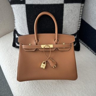Replica Hermes Birkin 30cm CC37 Gold Handmade Hand Stitching togo Gold #3525