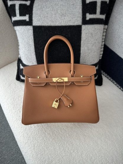 Replica Hermes Birkin 30cm CC37 Gold Handmade Hand Stitching togo Gold #3525