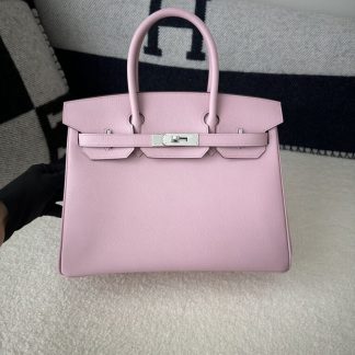 Replica Hermes Birkin 25cm 3Q Pink Handmade Hand Stitching Epsom Gold #3524