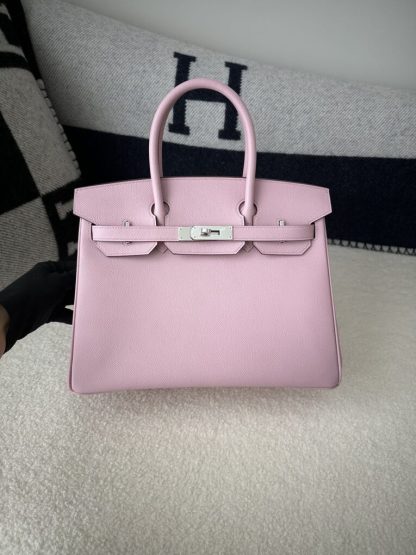 Replica Hermes Birkin 25cm 3Q Pink Handmade Hand Stitching Epsom Gold #3524