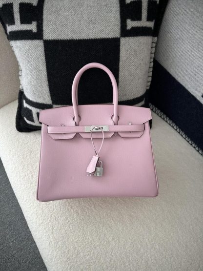  Hermes Birkin 30cm 3Q Pink Handmade Hand Stitching Epsom Gold #3524 - Image 11