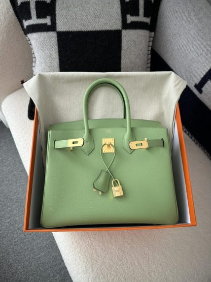  Hermes Birkin 30cm 3I Vert Criquet Handmade Hand Stitching Epsom Gold #3523 - Image 11
