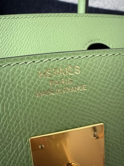  Hermes Birkin 30cm 3I Vert Criquet Handmade Hand Stitching Epsom Gold #3523 - Image 4