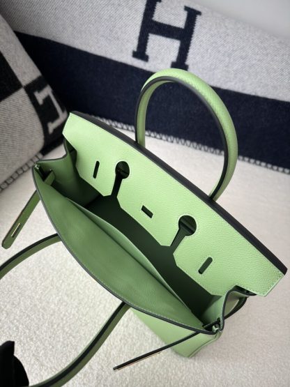  Hermes Birkin 30cm 3I Vert Criquet Handmade Hand Stitching Epsom Gold #3523 - Image 5