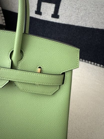  Hermes Birkin 30cm 3I Vert Criquet Handmade Hand Stitching Epsom Gold #3523 - Image 6