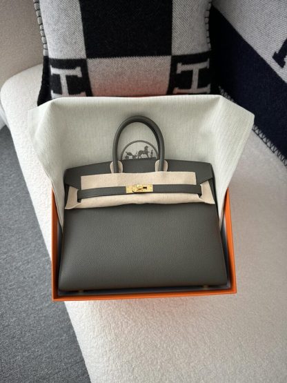  Hermes Birkin 25cm C6 Vert de Gris Handmade Hand Stitching Epsom Gold #3522 - Image 11