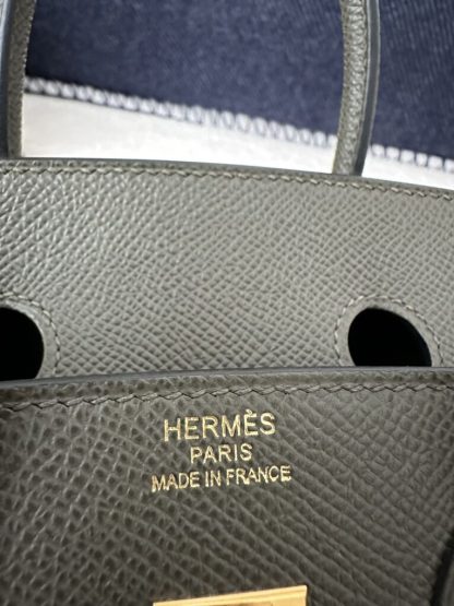  Hermes Birkin 25cm C6 Vert de Gris Handmade Hand Stitching Epsom Gold #3522 - Image 5