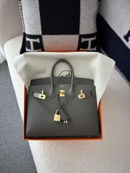  Hermes Birkin 25cm C6 Vert de Gris Handmade Hand Stitching Epsom Gold #3522 - Image 12